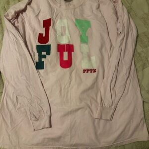 Long Sleeve Pink Graphic Tee - Joyful Lettering